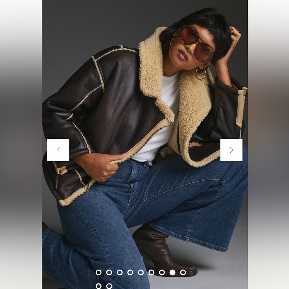 Anthropologie NWT Pilcro Faux-Leather Sherpa-Lined Jacket size M. - Picture 10 of 16